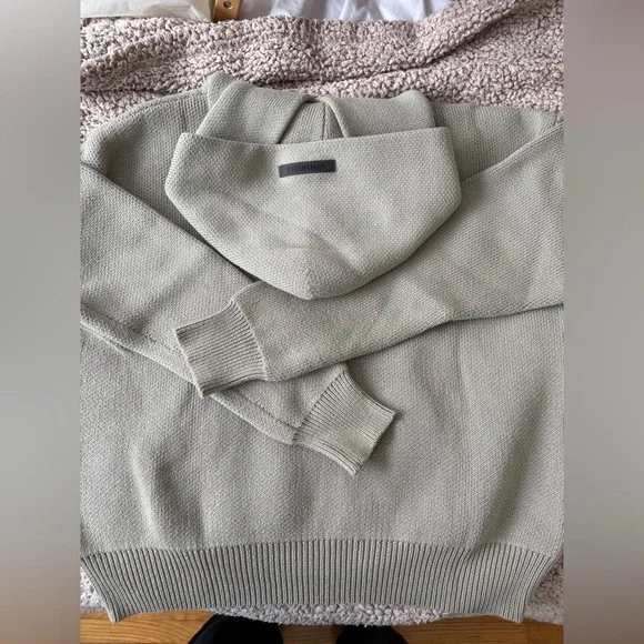 Essentials Men's KNIT PULLOVER Pistachio Hoodie Sweater - Picture 5 of 9